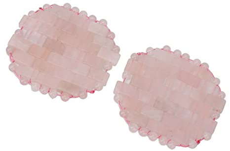 Lot de 2 Coussinets pour les Yeux en Quartz Rose, Soulagement de la Migraine, élimine les Rides, les Gonflements, le Refroidissement des Yeux, Masque Anti-âge en Pierre pour le Visage, Masque Rafraîch