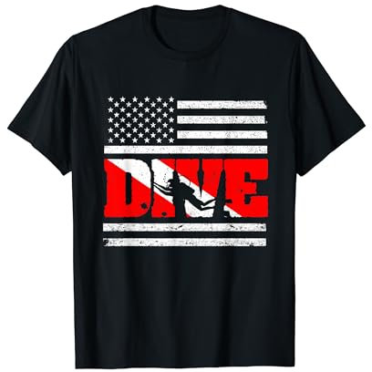 Tauchen Amerikanische Flagge Tauchen US Patriotischer Taucher Schnorchel T-Shirt