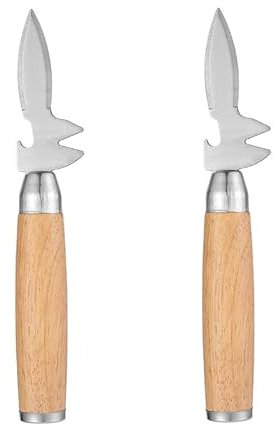 NobeOnbe Oyster Knife Shell Opening Tool, Scallop Shell Opening Tool, Wooden Handle Pry Oyster Tool Multifunctional Bottle Opener
