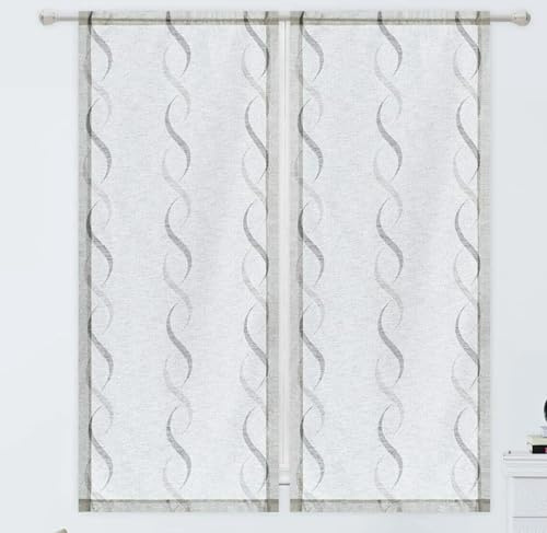 SL ROSY Tende per Finestra e Portafinestra interni soggiorno e camera (GRIGIO, 2x 45x150 cm（LXA）)