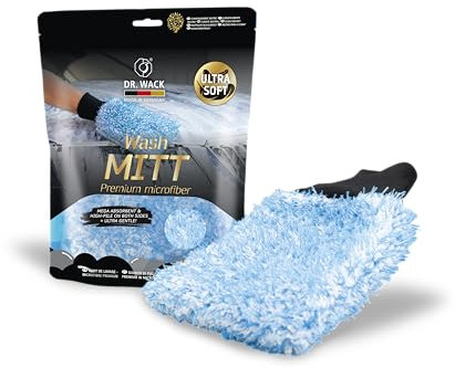 Dr. Wack - A1 Gant de Lavage pour Voiture - Microfibre de première qualité - Ultra Doux & extrêmement absorbants - pour Un Nettoyage sans Rayures - Durable & écologique - Entretien Premium