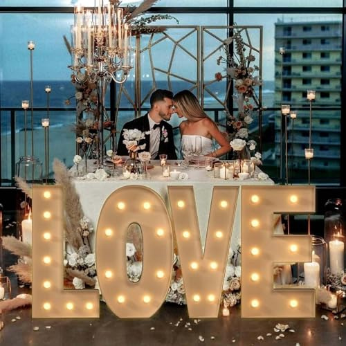 Grand Chapiteau D'amour Lumineux, Lettres Lumineuses LED, Signe Lumineux, Lumière Chaude, Cadre Prédécoupé, Panneau En Mousse For Mariages (Color : LOVE, Size : 120cm)