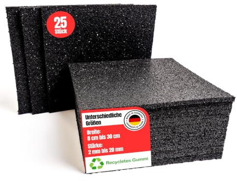 25 Stück Terrassenpads Gummiunterlage Bautenschutzmatte | 3 mm 300 x 300 mm | Größe auswählen