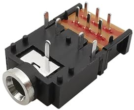 LoRier PJ-307 3,5-mm-Stereo-Audio-Klinkenbuchse 3,5-mm-Zweikanal-Kopfhörerbuchse 11-polig mit Schalter PJ307 (Color : 2Pcs)