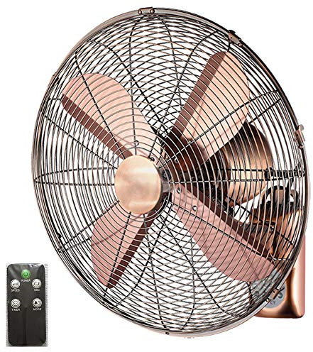 Ventilatore oscillante a Parete, Ventilatore da Parete Industriale retrò in Metallo con Telecomando, 3 impostazioni di velocità, 3 modalità, Funzionamento Silenzioso (14 pollici/16 pollici/18