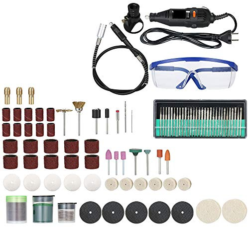 Set di utensili rotanti, 180 W, 7000 giri/min, mini trapano elettrico multifunzione con 142 accessori per smerigliatura, rimozione, lucidatura, incisione