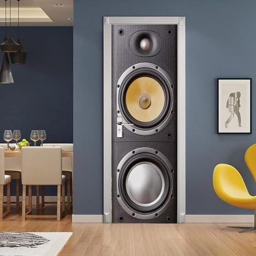 Türtapete Selbstklebend 86x200 cm Türfolie Selbstklebend Musik Türaufkleber Türposter Audio Türsticker Fototapete 3D Effekt für Schlafzimmer Wohnzimmer Küche A832