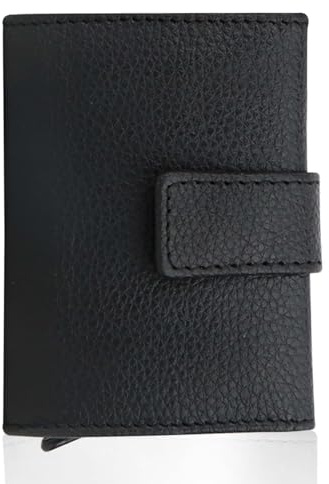 UMTI Slim Wallet mit Münzfach & RFID-Schutz 24- (12A) Mini Geldbörse Herren & Damen - Kartenetui Kreditkartenetui - Portmonee Geldbeutel Portemonnaie Schwarz