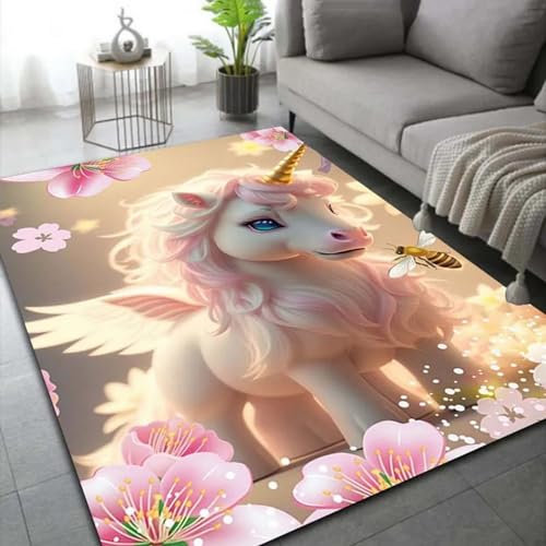 Teppich Läufer Flur Cartoon-Einhorn-Tierpferd 3D Küchenläufer Waschbar, Lange Korridor Teppich, Für Flurtreppen Schlafzimmer,Rutschfest Schallschutz Türmatte Mit 200 X 300 Cm - Leicht Zu Reini -5H1V8C