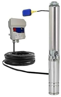Pompa Sommersa per Pozzi Calpeda 4SDP4/9, 1 HP, 100 L/min, 6 bar, 230/400 V, Acciaio Inossidabile (V230+CAVO 20MT+BOX+GALLEGGIANTE)