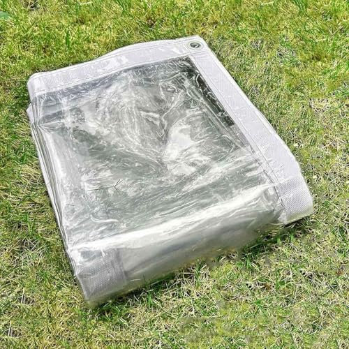 Clear Waterproof Tent Tarp 4x5.5m Tear Resistant Transparent Tarpaulin for Outdoor Camping Cold Weather Resistant Cover with Eyelets 0.5mm Soft Glass Tarpaulin Durable and Weatherproof