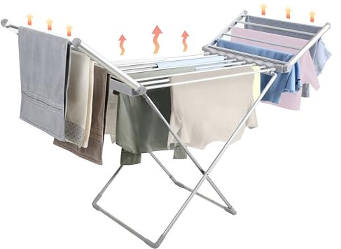 Aspect Heated Airer, Fold out winged Indoor Clothes Airer Low Running Cost Airer 12M Drying Space Clothes Dryer Folding Energy-Efficient Indoor Wet Laundry Drying Horse Rack.