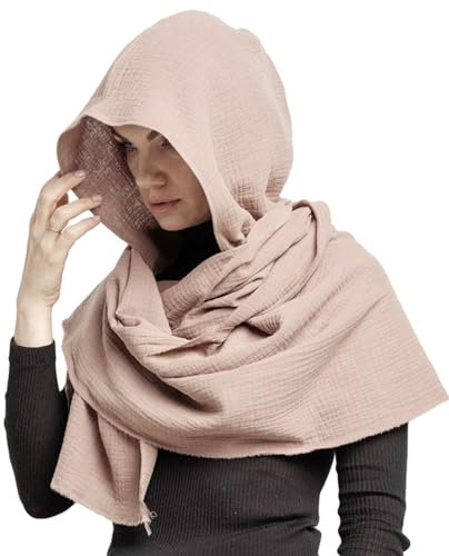 HUAJINGKEJI 2-in-1 Damen Teenager Kapuzenschal Sets Winter Baumwolle Pullover Hut Herbst Warm Erwachsene Schal Mütze Wärme für Freundin, farbe, 100*60CM