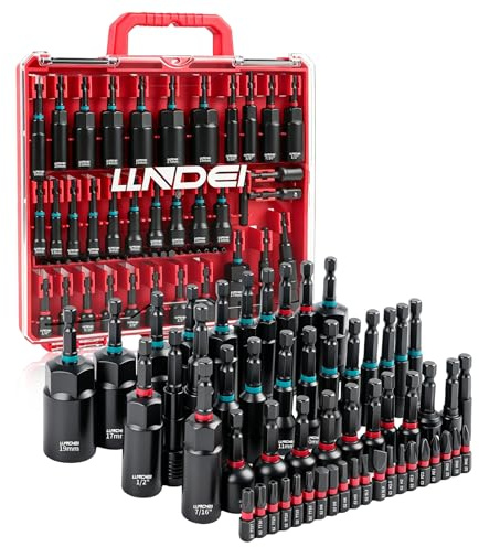 LLNDEI 55Pcs Magnetic Impact Nut Driver Set SAE/Metric | Deep Driver Bits, Extension, Pivoting & Wing Nut Setters, for Impact Drills, Car Maint, DIY & Furniture Assembly