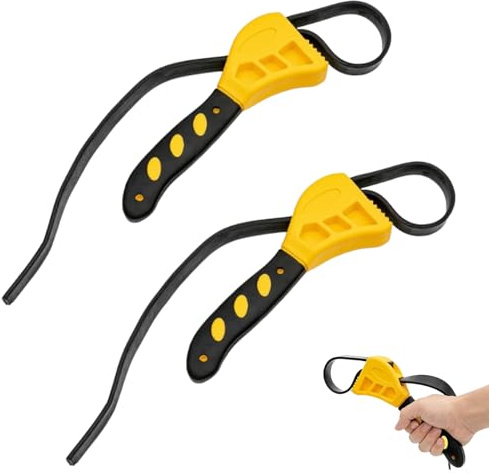 2 Pcs Rubber Strap Wrench for Plumbing - Heavy Duty Pipe Tool for Jar Opener, Pipes, Shower Head, Water Filter, Oil Filter