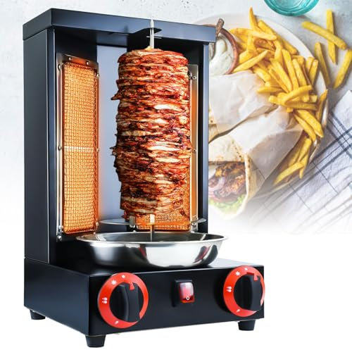 CXYZM Máquina de parrilla de kebab de acero inoxidable, máquina de parrilla de kebab, máquina de asador vertical de gas giratorio para restaurante y cocina doméstica, máquina de parrilla de kebab de