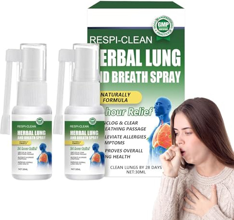 Spray per La Pulizia dei Polmoni,2PCS Spray per Polmoni 30ML,Spray Detergente per i Polmoni,Spray Detergente per Polmoni Alle Erbe,Spray per Pulizia Polmonare a Base di Erbe,Facilita la Respirazione
