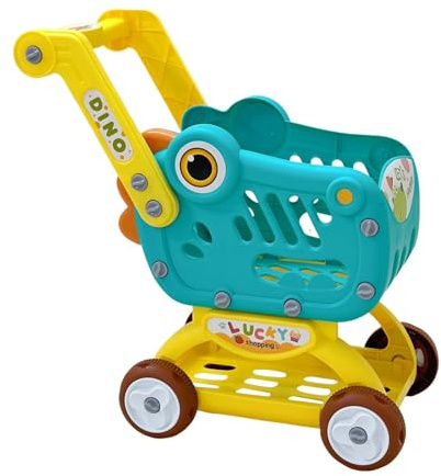 EHJRE Kleiner Einkaufswagen für Kinder, Kleiner Einkaufswagen Spielzeug, Shopping Cart Toy, Miniatur Lebensmittel Einkaufswagen im Supermarkt für Pretend Play Rolle Spielen, Grün mit Farbfeld