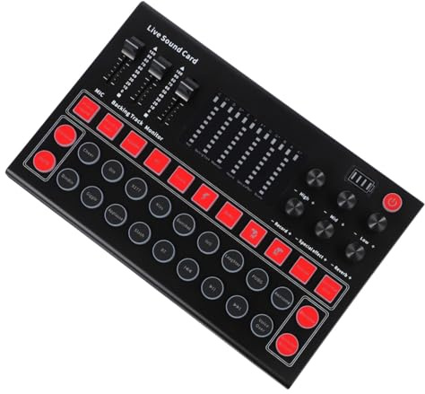 Operitacx Multifunktionale Live Soundkarte mit Stimmenverzerrer für Gamer Tragbar Dsp Rauschunterdrückung Kompatibel mit Mobiltelefonen und Computern für Live Streaming