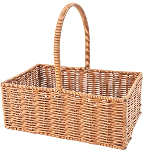 Lawnrden Canasta con Mango, de Cosecha, 11x7.3x4.3 Pulgadas de Picnic Tejido Transpirable con Mango, narangadora de Almacenamiento portátil para Frutas, Vegetales, organización