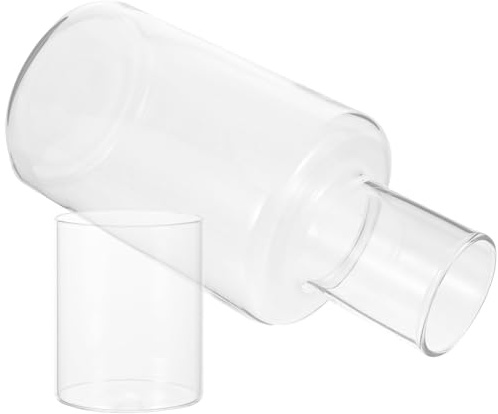 GRIRIW Jarra de Agua Transparente de Vidrio 1,1 L con Vaso de Cristal, Juego para Hogar y Oficina, Jarra Resistente a Altas Temperaturas para Bebidas Frías, Adecuado para Mesita de Noche