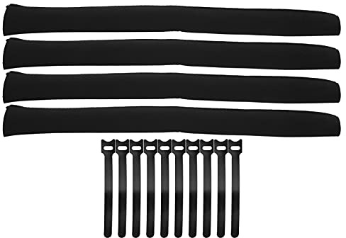 4Pcs Cord Organizer Management Sleeve, Cable Cover with Zipper Protective Wrap, Neoprene Cable Sleeve with Ties, Adjustable Wire Sleeve for Power Cords, Phone Chargers, Laptop and