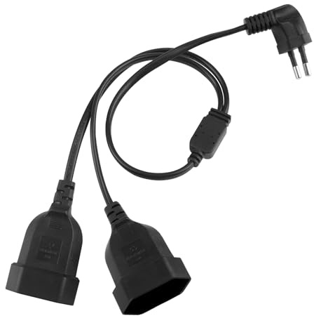 Prolunga Spina Piatta 2 en 1 Europea 90 Gradi Cavo Prolunga 250 V/2.5 A Max Ciabatta Presa per Televisori Computer Monitor Proiettori Lampade ed Elettrodomestici (50 cm/Nero)