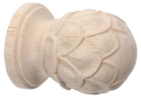 DECORNIJIA Remates de Madera Tallada Cabeza de Piña para Barra de Cortina y Postes de Cama, Accesorio Decorativo para Interiores y Escaleras en Estilo Europeo