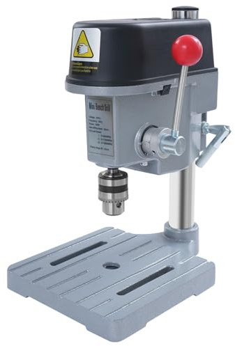 340W Bench Drill Press, Portable Mini Pillar Drill with 3 Speeds 8000 to 16000 RPM, 1 to 10mm Chuck, 25mm Depth, UK Plug Tabletop Drilling Machine for DIY Craft Model Making