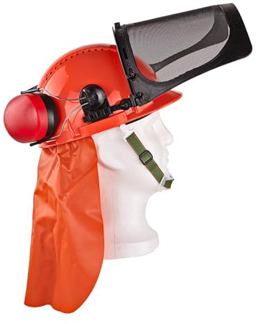 Dema Casque forestier avec protection du visage, protection auditive, protection du cou, casque de sécurité pour le travail forestier, robuste et fiable