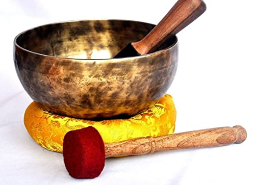 Sakralchakra und der sexuellen Chakra D Note Antik von Hand gehämmert Tibet Meditation Klangschale 21,6 cm – Yoga Old Schale von Klangschale house-nepal