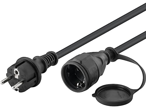 Goobay 71472 Power Cable Extension with IP44 for Outdoor Use, Waterproof Outdoor Extension Cable with Protective Contact Socket (Type F, CEE 7/4) > Earthing Contact Plug (Type F, CEE 7/7) for