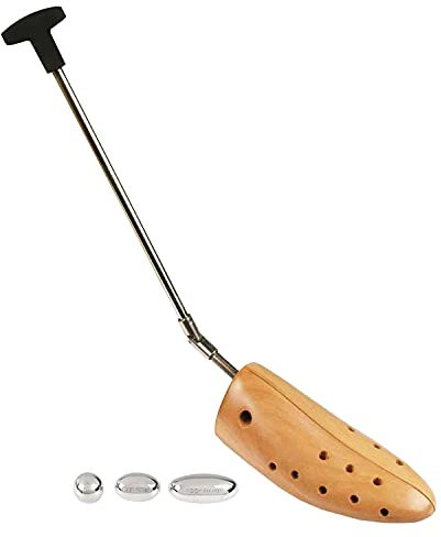 FootFitter Premium Professional Boot Stretcher, Wooden Expander for Wide Feet, Easily Adjusts Width on Men & Women Boots, Beech Wood, Men's Small 5.5-8.5