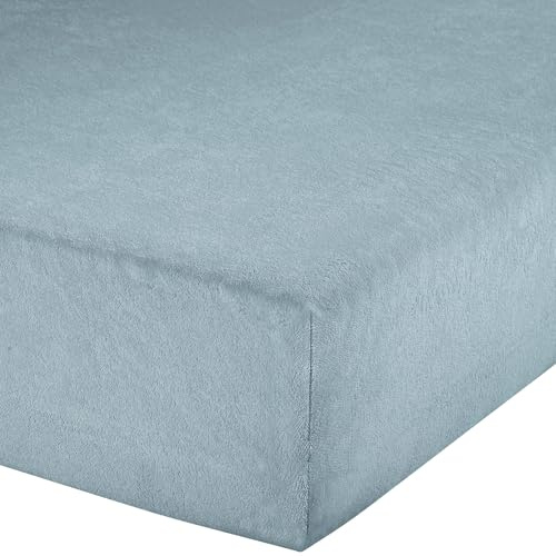 Erwin Müller Spannbettlaken, Spannbetttuch Erding Frottee-Stretch hellblau Größe 90x190 cm - 100x200 cm - hautsympathisch, kuschelig, bügelfrei, Rundumgummi