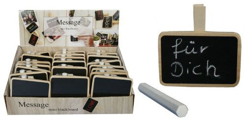Annastore 24 x Schiefertafeln zum Beschriften mit Clip 5 x 7 cm - Kreidetafel Namenschild Hochzeit Tischdeko Memotafel Tischkarte Platzkarte Vintage