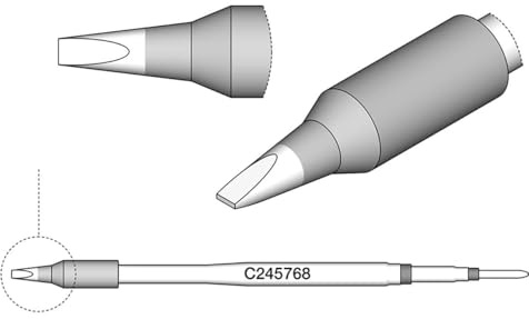 JBC Lötspitze Serie C245 Meißelform, C245768/1,5 x 0,3 mm, gerade C245768 (Lötkartusche 2045 2245 Loetkartusche Loetspitze Lötpatrone Loetpatrone Meißelspitze C245 bleifrei)