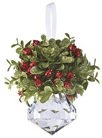 Ganz Kissing Krystal Acrylic Christmas Mistletoe Ornament with Hanger