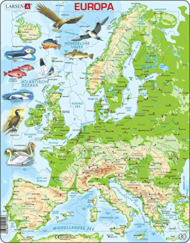 Larsen K70 Europa physische Karte, Niederländisch Ausgabe, Rahmenpuzzle mit 87 Teilen