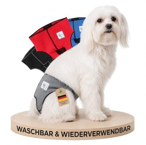 NATURE PET Premium Läufigkeitshose für Hündinnen – Hochwertige & Bequeme Hundewindeln für Hündinnen & Rüden – Waschbare Inkontinenz-Hundewindel ohne Einfädeln der Rute – XS–L/Grau