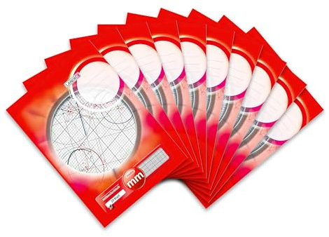 Landré Millimeter-Block A3, 80 g/m² Papier, 20 Blatt Kopfgeleimt, Linienfabe rot, 10 Stück