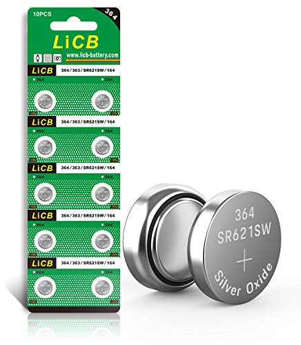LiCB 10PCS SR621SW AG1 364 363 LR621 1.55V Button Cell Watch Batteries