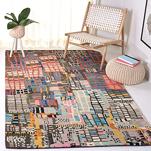 SAFAVIEH Aspen Collection Accent Rug - 3' x 5', Ivory & Black, Handmade Boho Abstract Wool, Ideal for High Traffic Areas in Entryway, Living Room, Bedroom (APN517A)