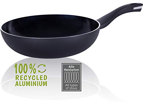Berndes Pfanne 28 cm, b.Green Alu Recycled Induction, Wokpfanne hergestellt zu 100% aus recycelten Getränkedosen, Aluminium