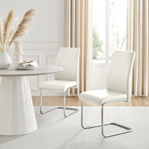Furniturebox UK White Dining Chairs Set of 2 Lorenzo Seats for Dining Room Set of 2 Premium Dining Room Seating Modern & Stylish Furniture (2x White Chairs)