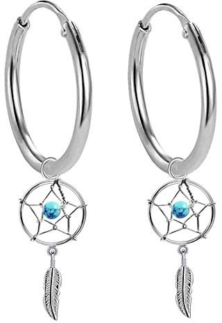 Creolen Ohrringe Ohrhänger mit Traumfänger aus Sterling Silber 925 für Damen und Girls (15.0)