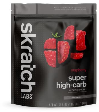 Skratch Labs Super High-Carb Drink Mix Packets - Carbohydrate Powder - Cluster Dextrin and Electrolytes - Endurance Energy- Energy Gel Alternative - Raspberry - 16 Servings - Non-GMO