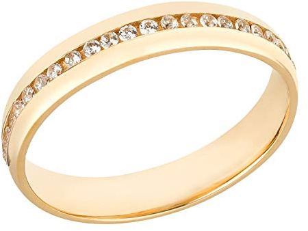 Ardeo Aurum Damenring Trauring aus 375 Gold Gelbgold mit Zirkonia Ehering massiv 4 mm Breite Modell 239 Größe 58