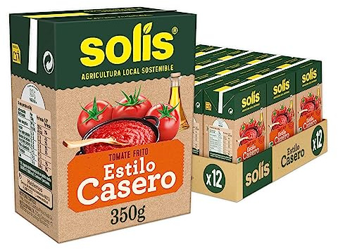Solís Tomate Frito Estilo Casero Brik pack 12x350g | Tomate frito estilo casero formato brik sabor tradicional, ideal para cocinar, sin gluten.