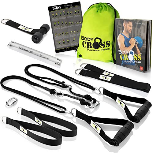 PREMIUM Schlingentrainer, Made in Germany, geprüft & zertifiziert, Slingtrainer Krafttraining Set für zuhause und außen mit Türanker, Poster, Trainingsplan, Befestigungsschlaufe, 10 Jahre Garantie