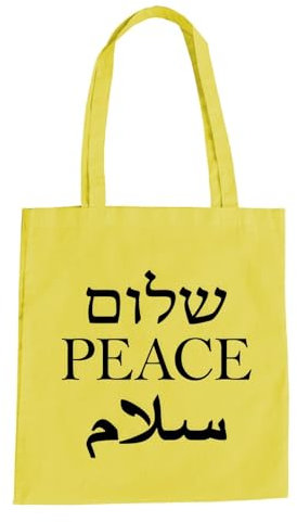 Peace Baumwolltasche - Salam Schalom Frieden Gelb
